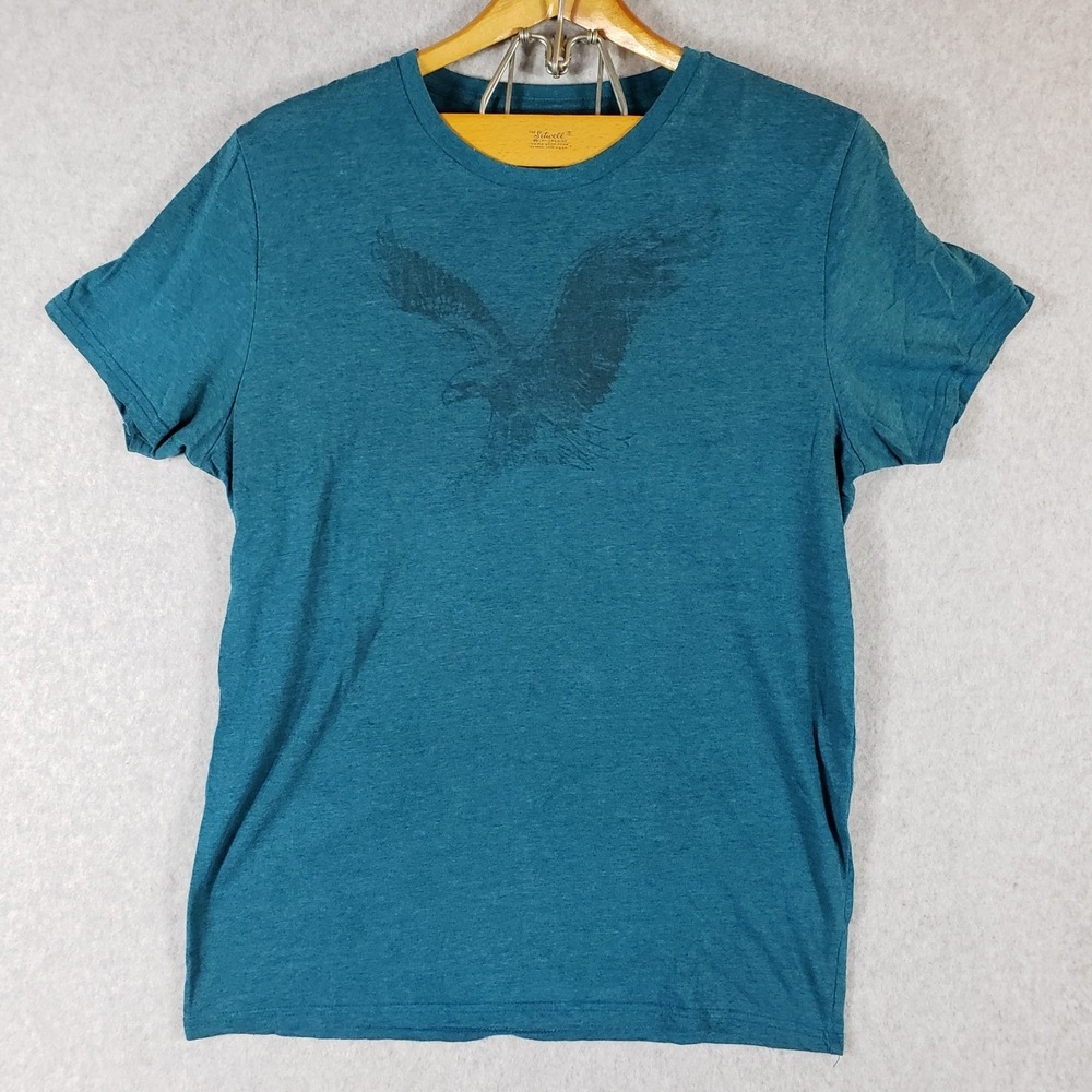 American Eagle Outfitters Mens L Blue Graphic T-Shirt Eagle Logo Classic Fit